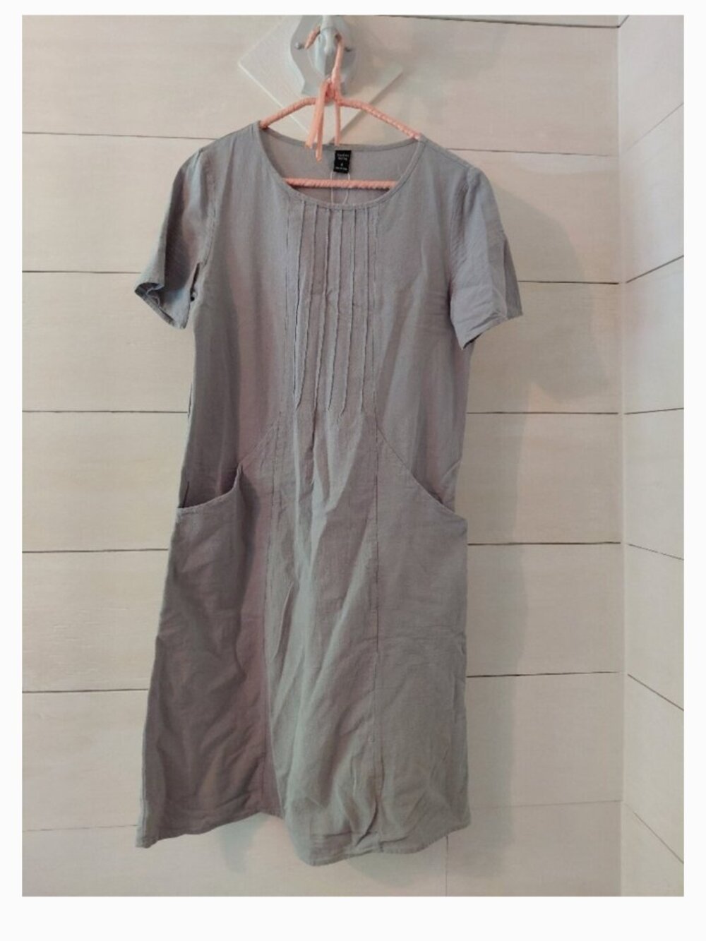 Blue Gray Dress 100% cotton with pockets S - Picture 7 of 8